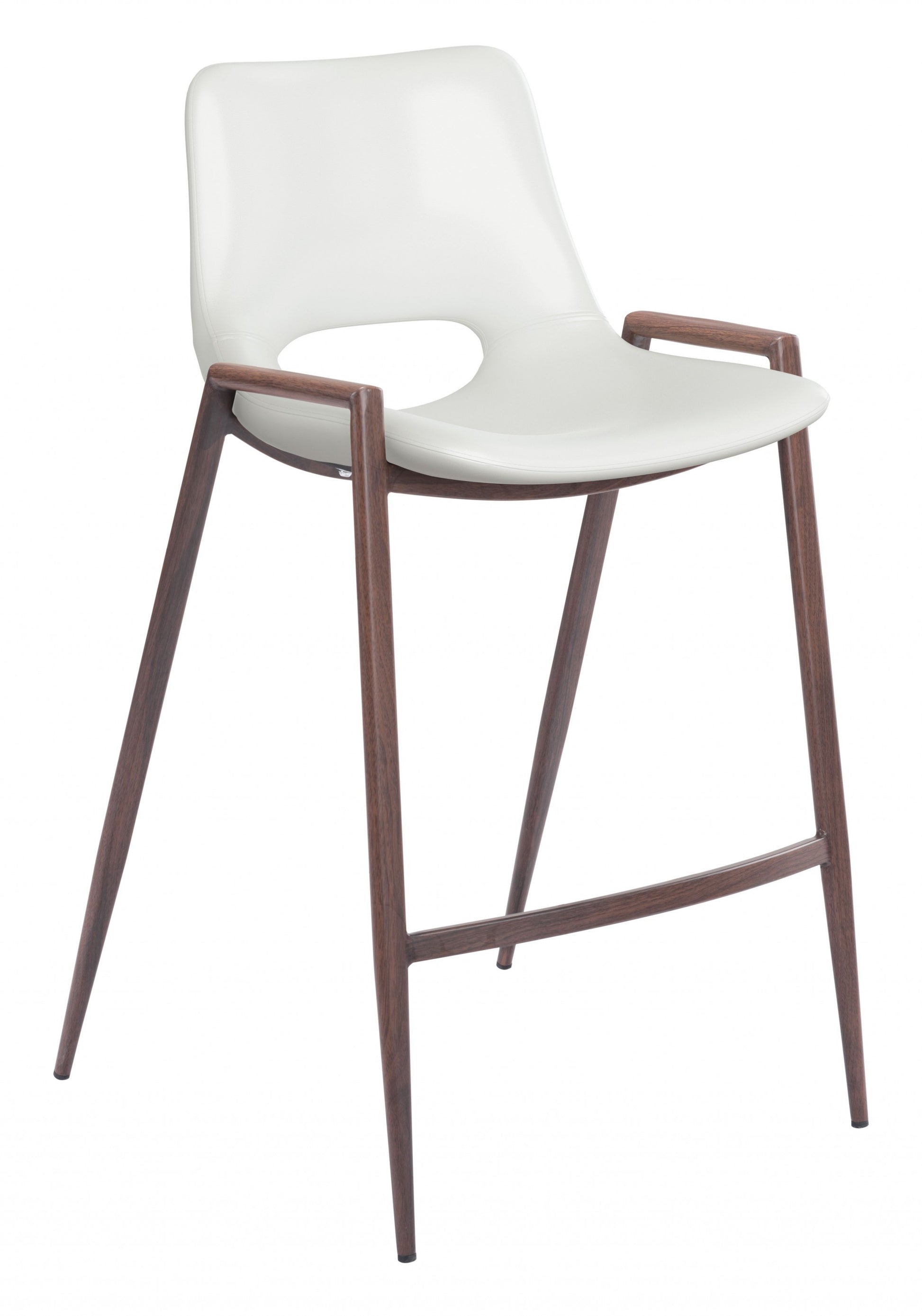 Set Of Two 36" White And Brown Steel Low Back Counter Height Bar Chairs With Footrest By Homeroots | Bar Stools | Modishstore - 6