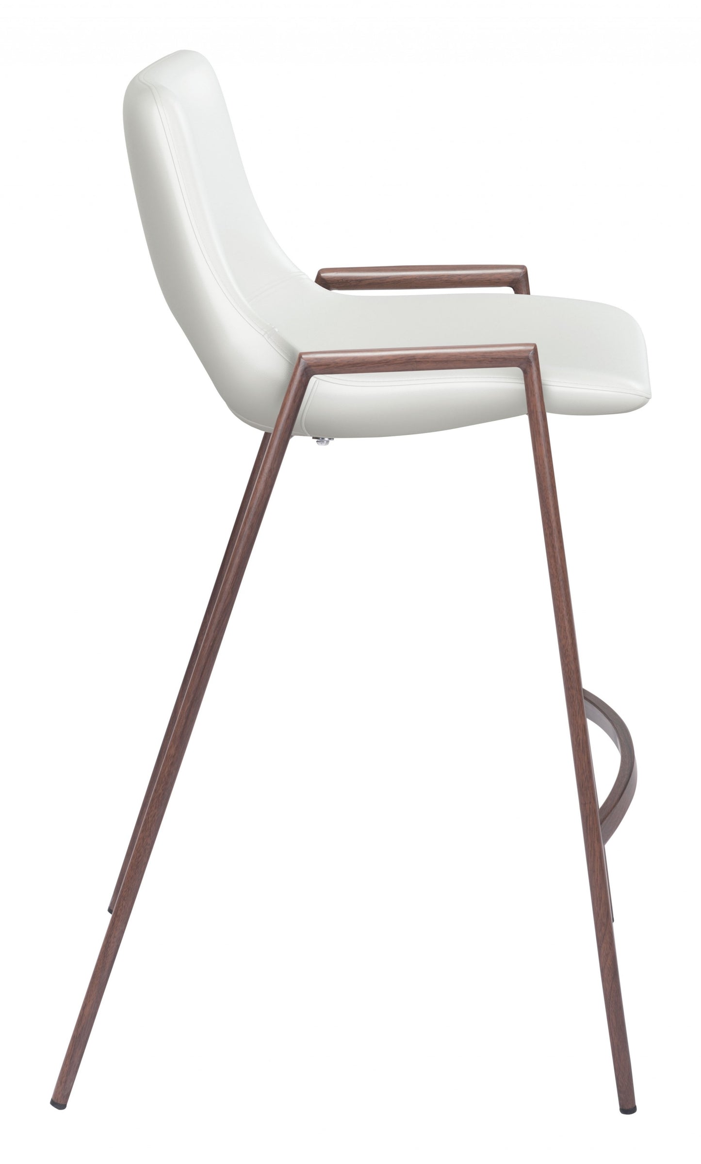 Set Of Two 36" White And Brown Steel Low Back Counter Height Bar Chairs With Footrest By Homeroots | Bar Stools | Modishstore