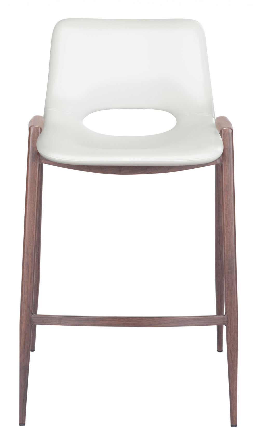 Set Of Two 36" White And Brown Steel Low Back Counter Height Bar Chairs With Footrest By Homeroots | Bar Stools | Modishstore - 2