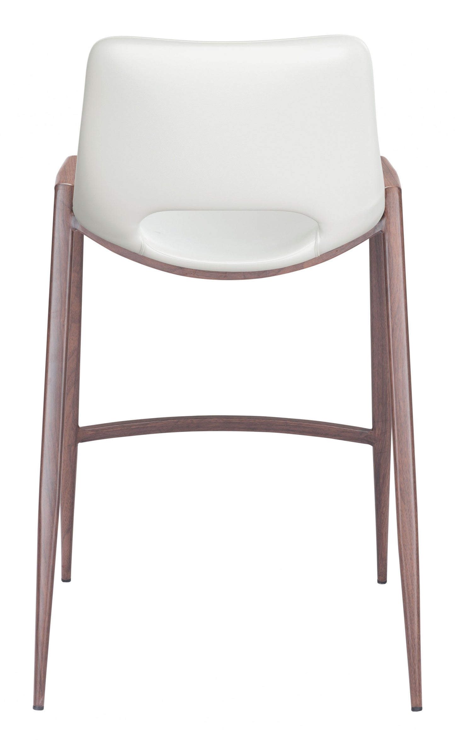 Set Of Two 36" White And Brown Steel Low Back Counter Height Bar Chairs With Footrest By Homeroots | Bar Stools | Modishstore - 3