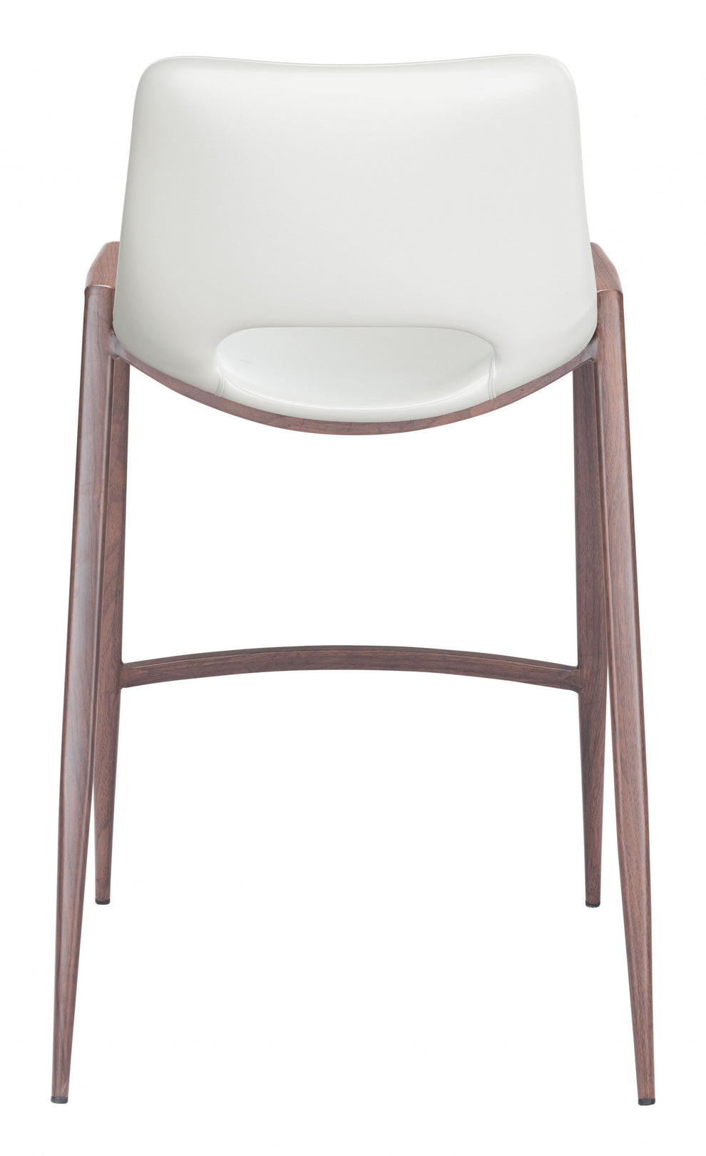 Set Of Two 36" White And Brown Steel Low Back Counter Height Bar Chairs With Footrest By Homeroots | Bar Stools | Modishstore - 3