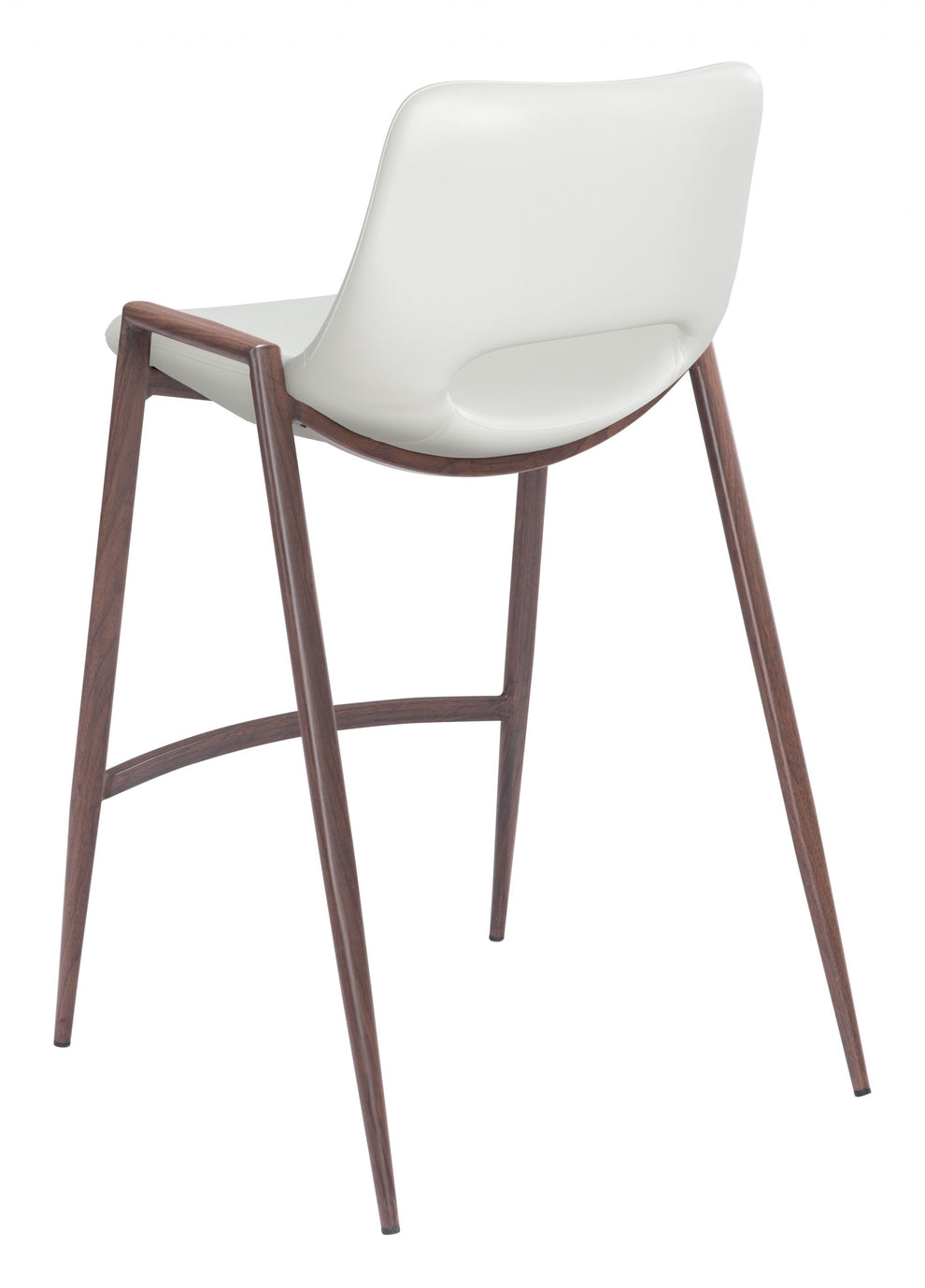 Set Of Two 36" White And Brown Steel Low Back Counter Height Bar Chairs With Footrest By Homeroots | Bar Stools | Modishstore - 7