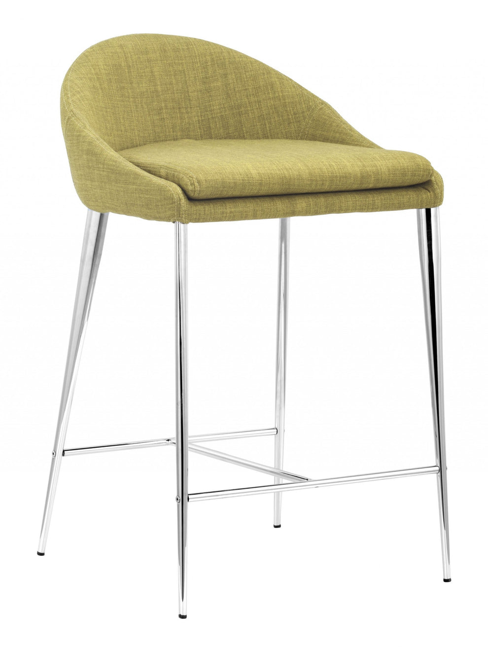 Set Of Two 30" Green and Steel Low Back Counter Height Bar Chairs By Homeroots | Bar Stools | Modishstore - 2