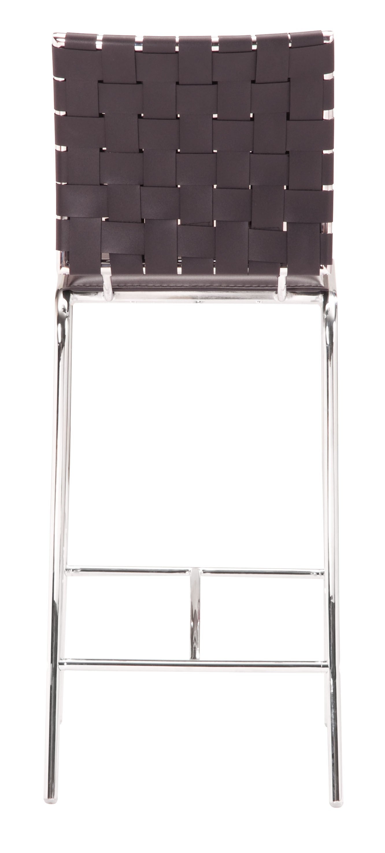 Set Of Two 39" Espresso And Silver Low Back Counter Height Bar Chairs With Footrest By Homeroots | Bar Stools | Modishstore - 4