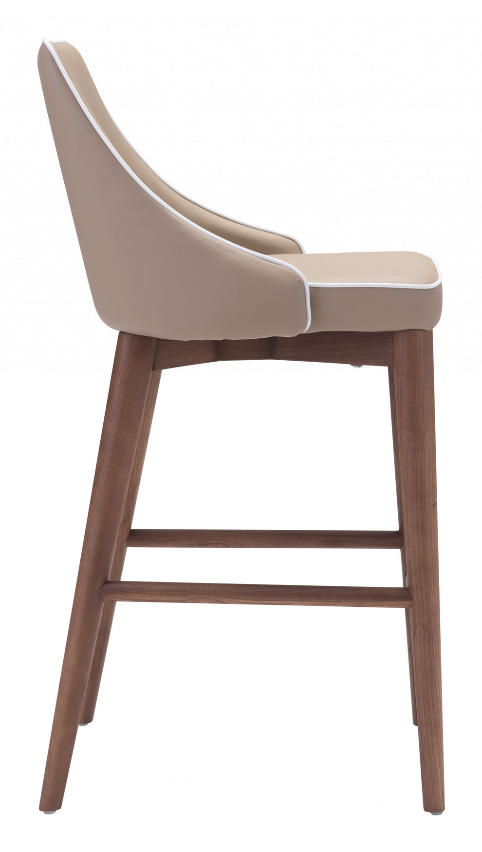 37" Beige And Brown Solid Wood Low Back Counter Height Bar Chair With Footrest By Homeroots | Bar Stools | Modishstore - 2