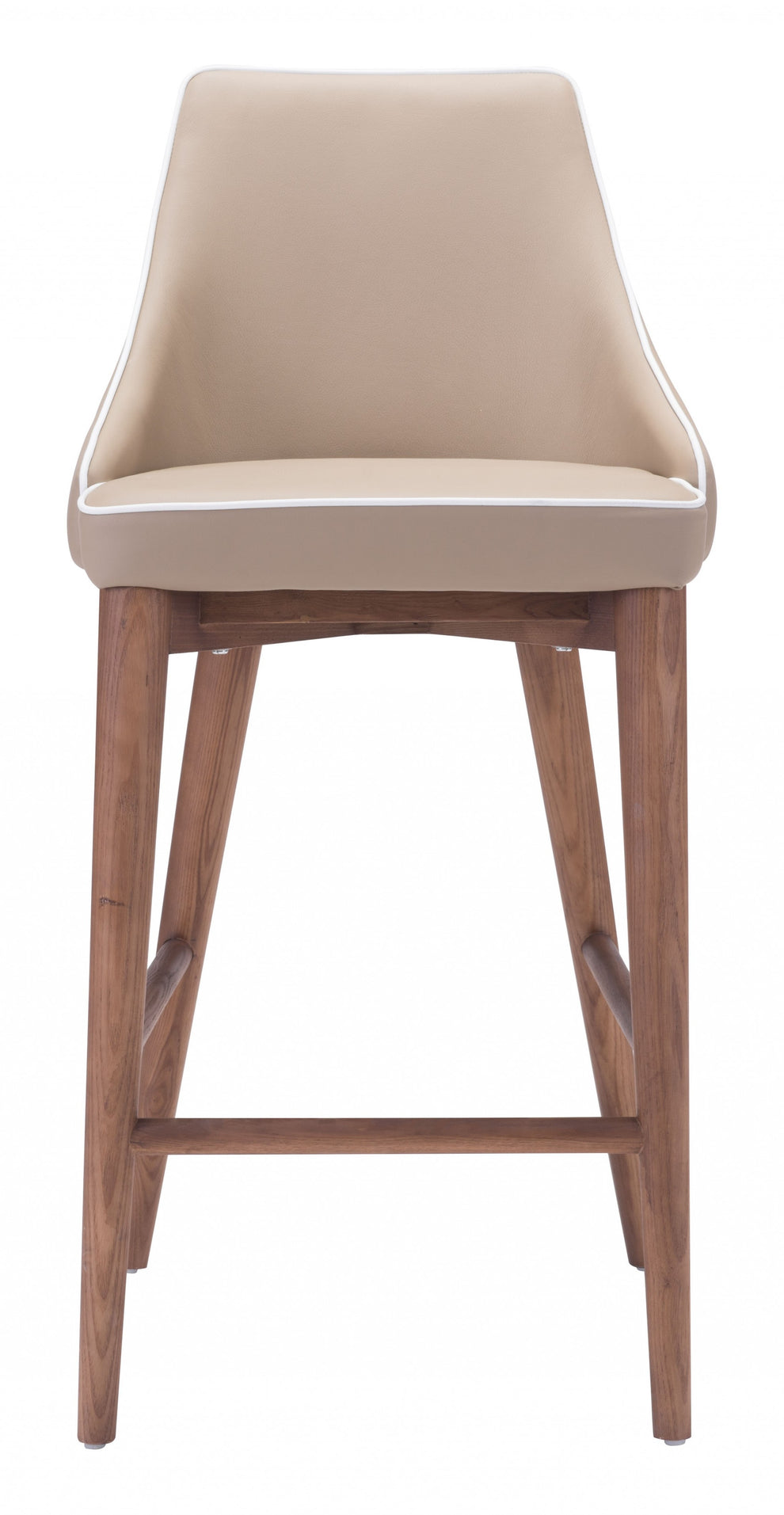 37" Beige And Brown Solid Wood Low Back Counter Height Bar Chair With Footrest By Homeroots | Bar Stools | Modishstore - 3