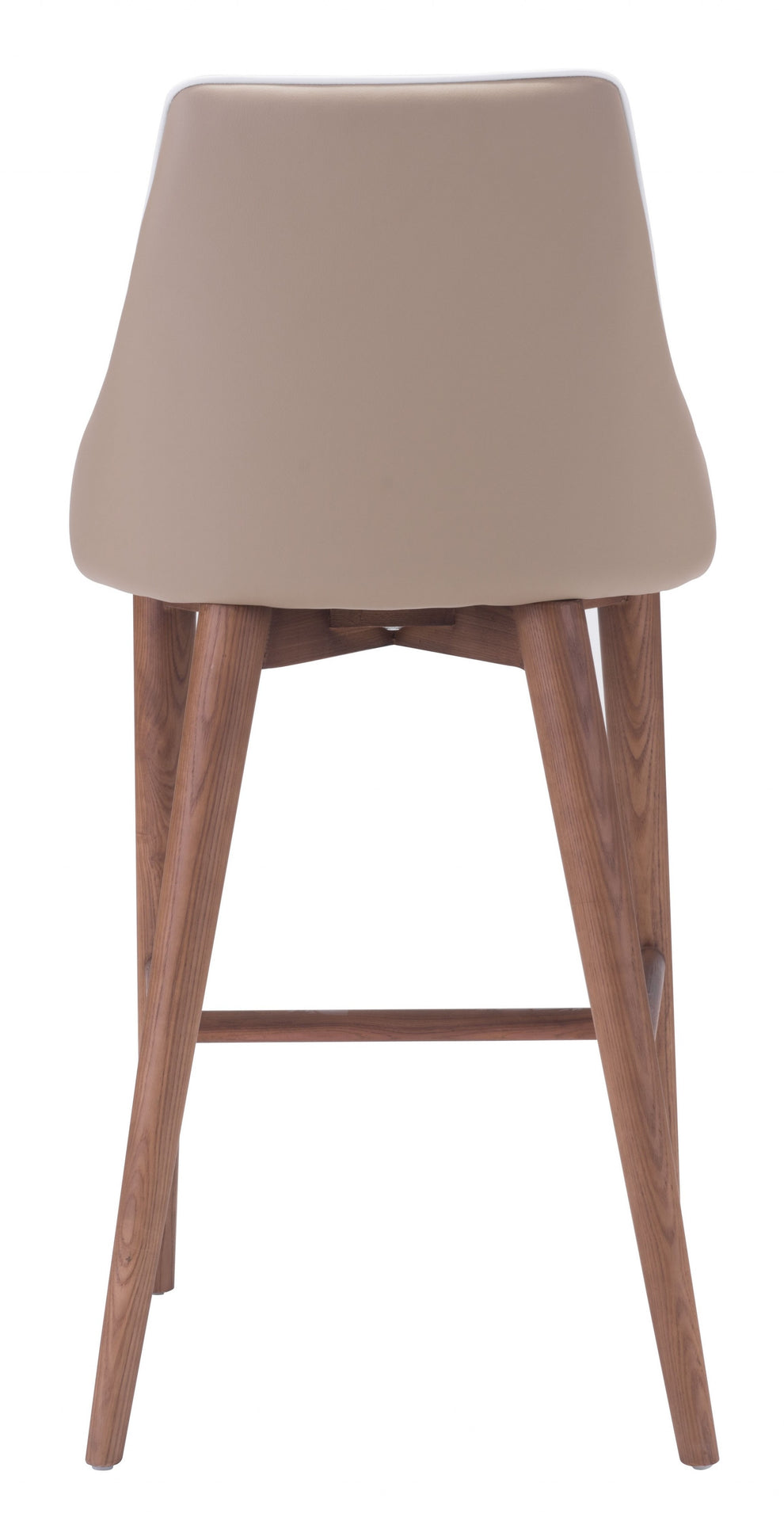 37" Beige And Brown Solid Wood Low Back Counter Height Bar Chair With Footrest By Homeroots | Bar Stools | Modishstore - 4