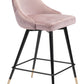 36" Pink Tufted Velvet and Black Counter Height Bar Chair With Footrest By Homeroots | Bar Stools | Modishstore