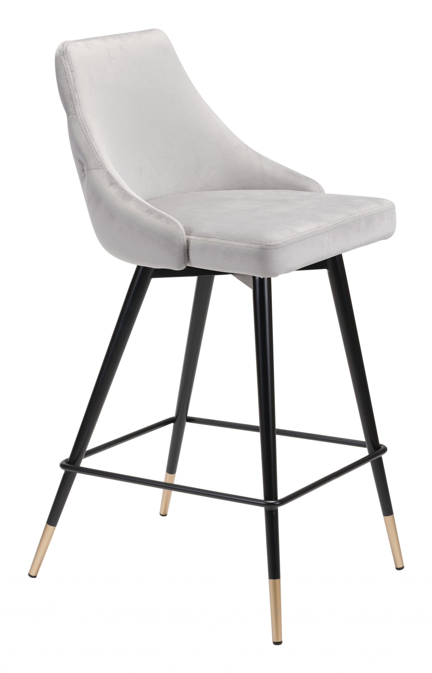 36" Gray Steel Low Back Chair With Footrest By Homeroots | Bar Stools | Modishstore