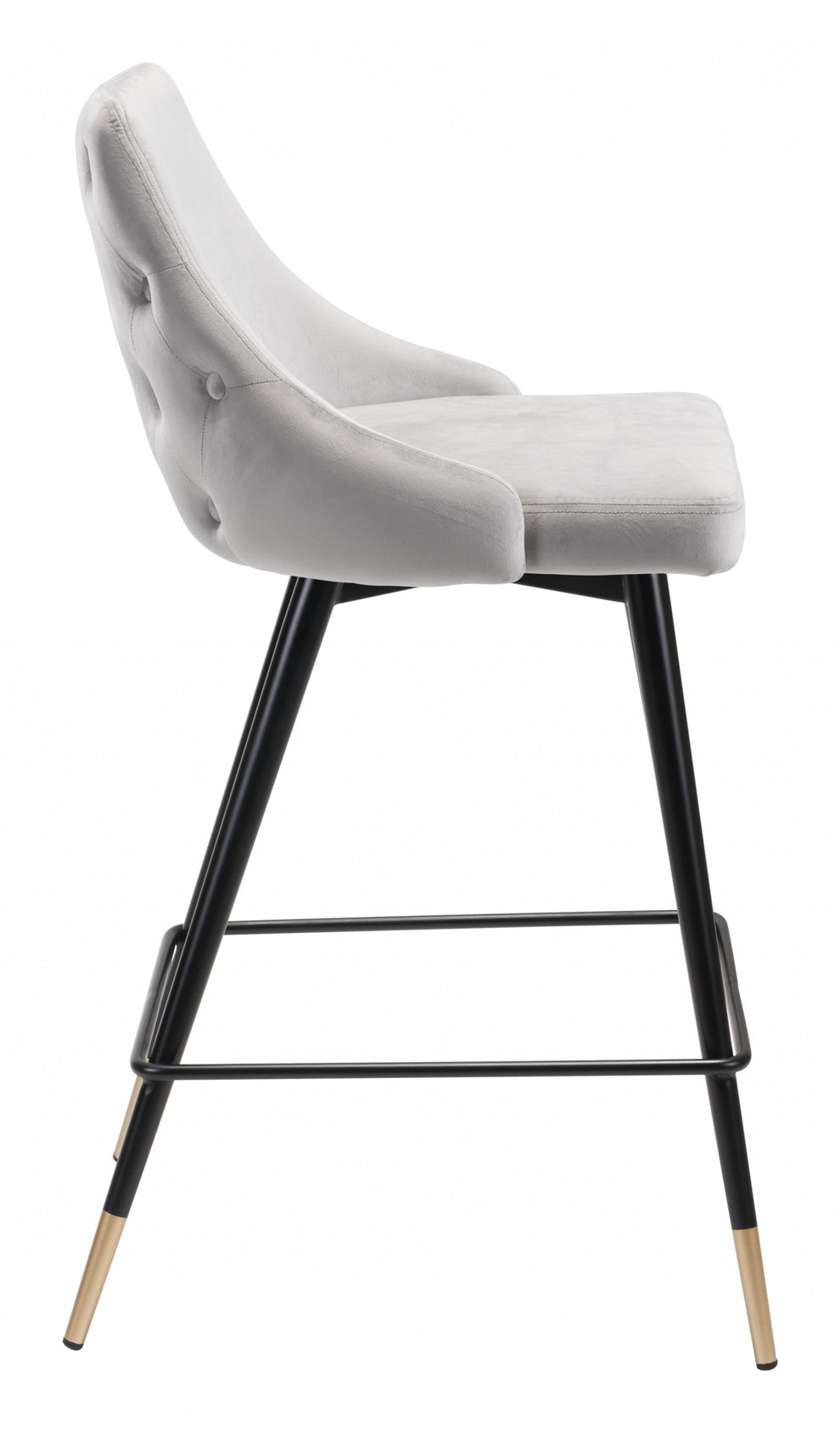 36" Gray Steel Low Back Chair With Footrest By Homeroots | Bar Stools | Modishstore - 3