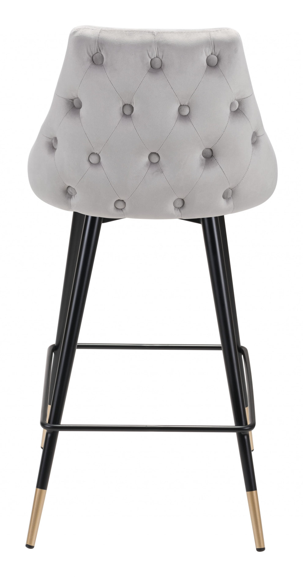 36" Gray Steel Low Back Chair With Footrest By Homeroots | Bar Stools | Modishstore - 5