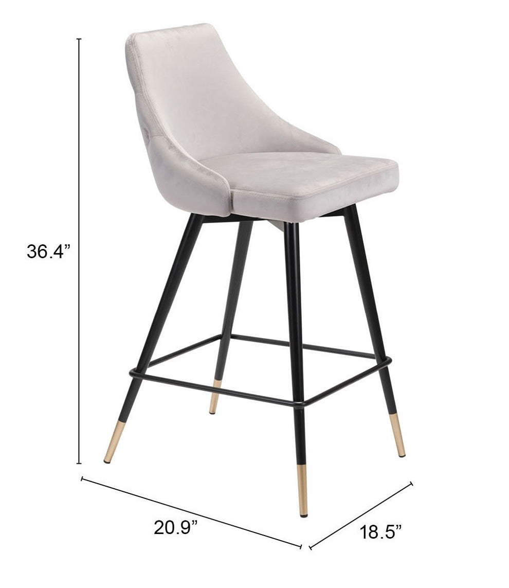 36" Gray Steel Low Back Chair With Footrest By Homeroots | Bar Stools | Modishstore - 7