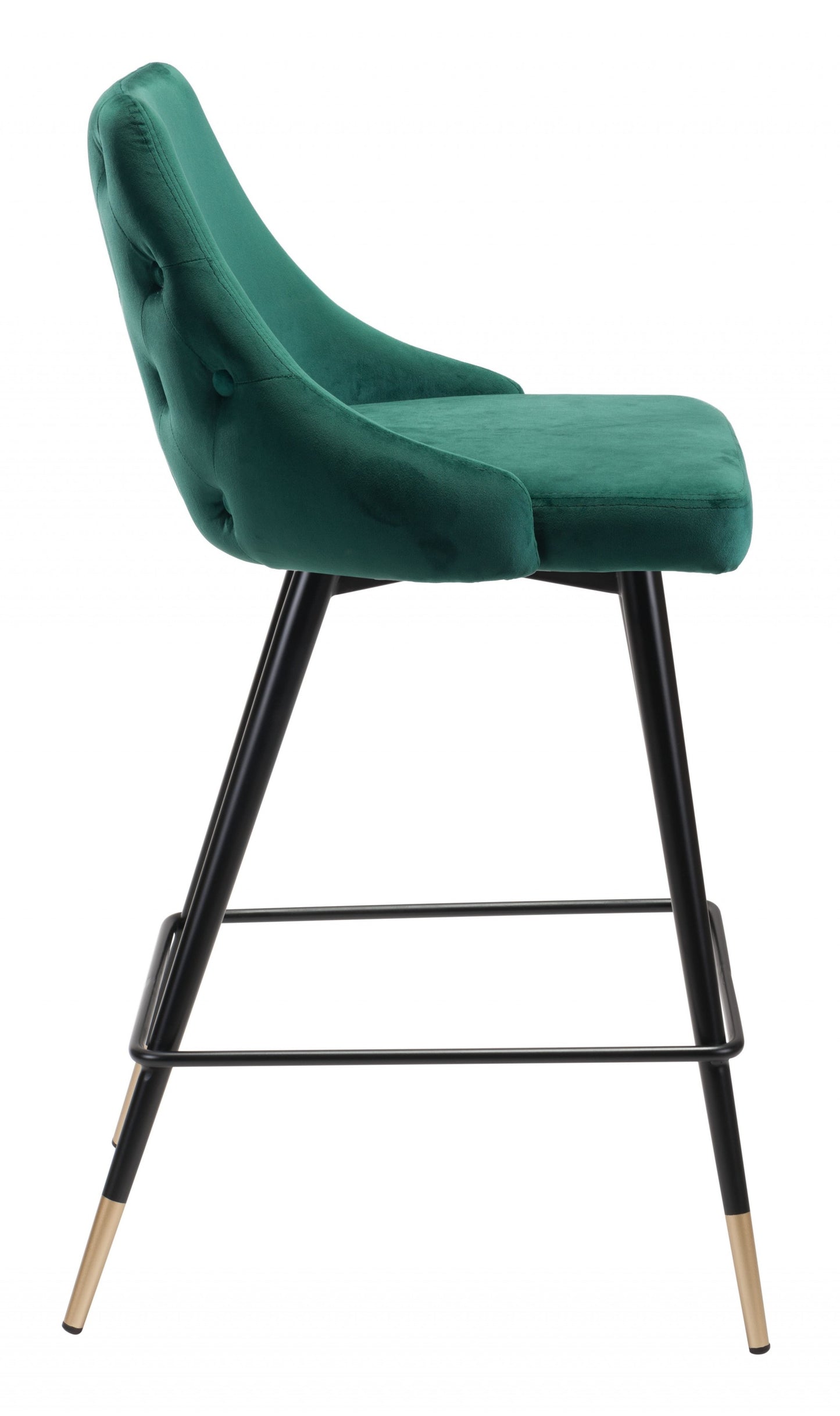36" Green And Black Steel Low Back Counter Height Bar Chair With Footrest By Homeroots | Bar Stools | Modishstore - 2