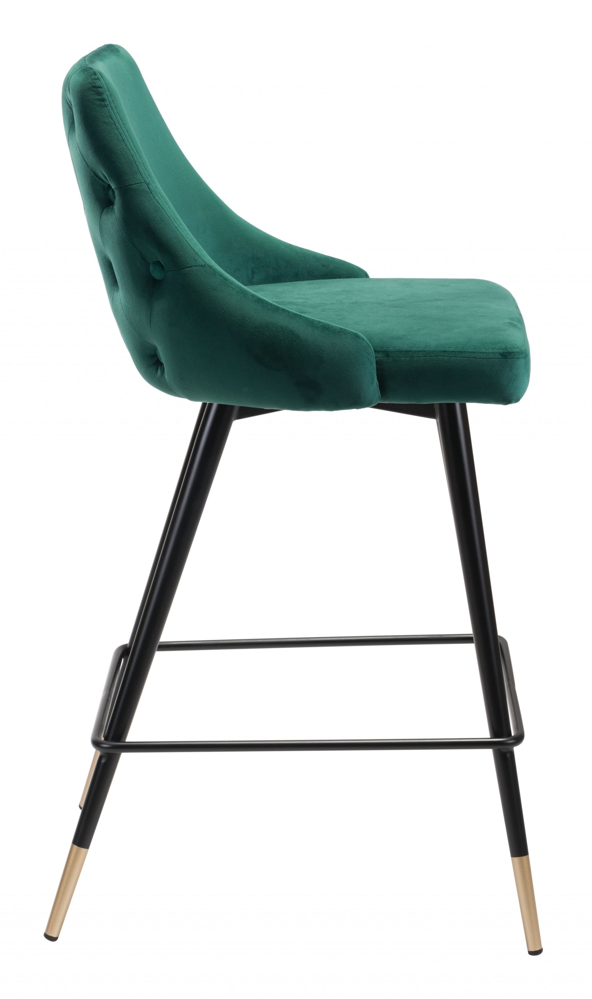 36" Green And Black Steel Low Back Counter Height Bar Chair With Footrest By Homeroots | Bar Stools | Modishstore - 2