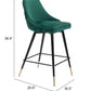 36" Green And Black Steel Low Back Counter Height Bar Chair With Footrest By Homeroots