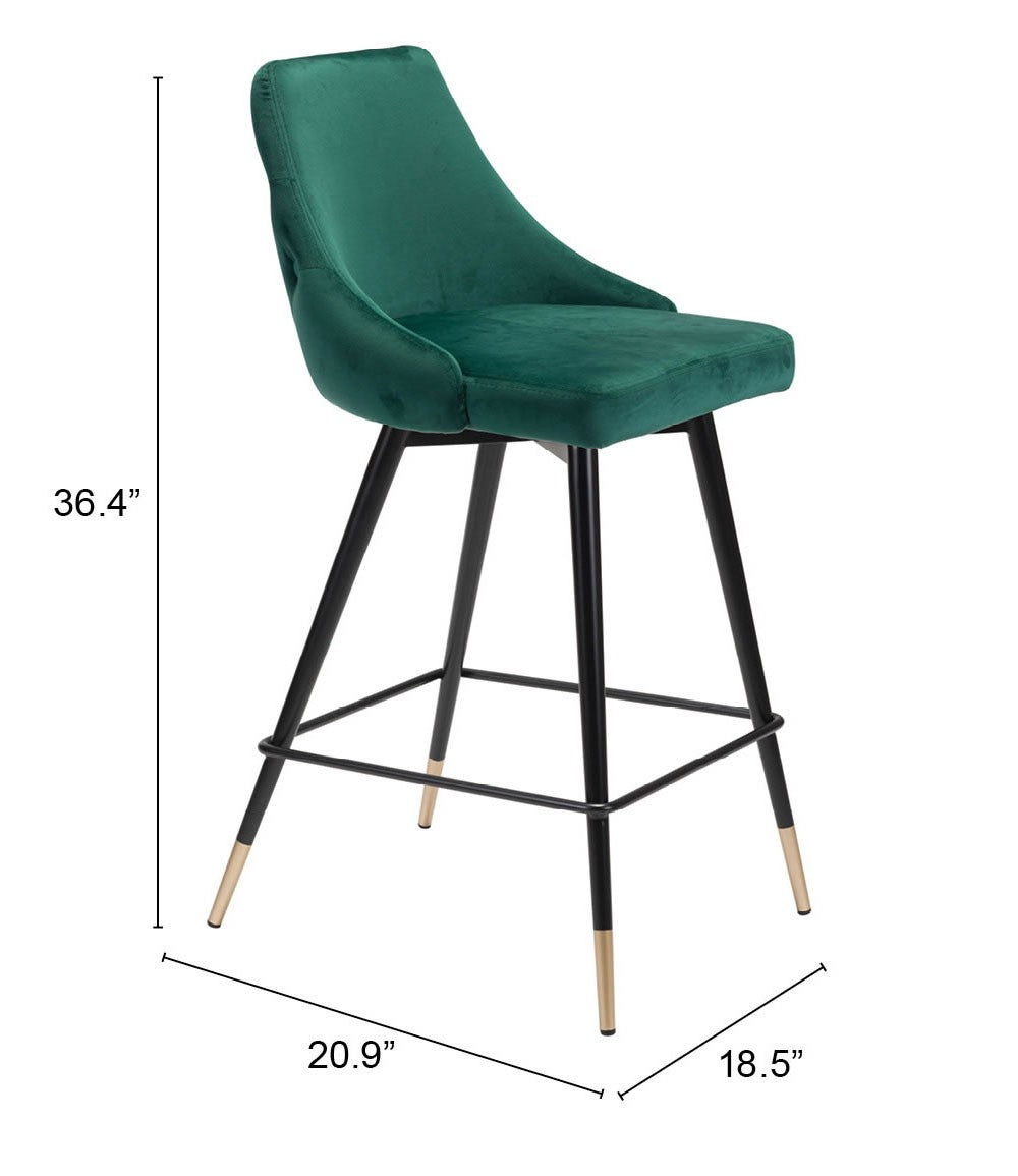 36" Green And Black Steel Low Back Counter Height Bar Chair With Footrest By Homeroots | Bar Stools | Modishstore - 7