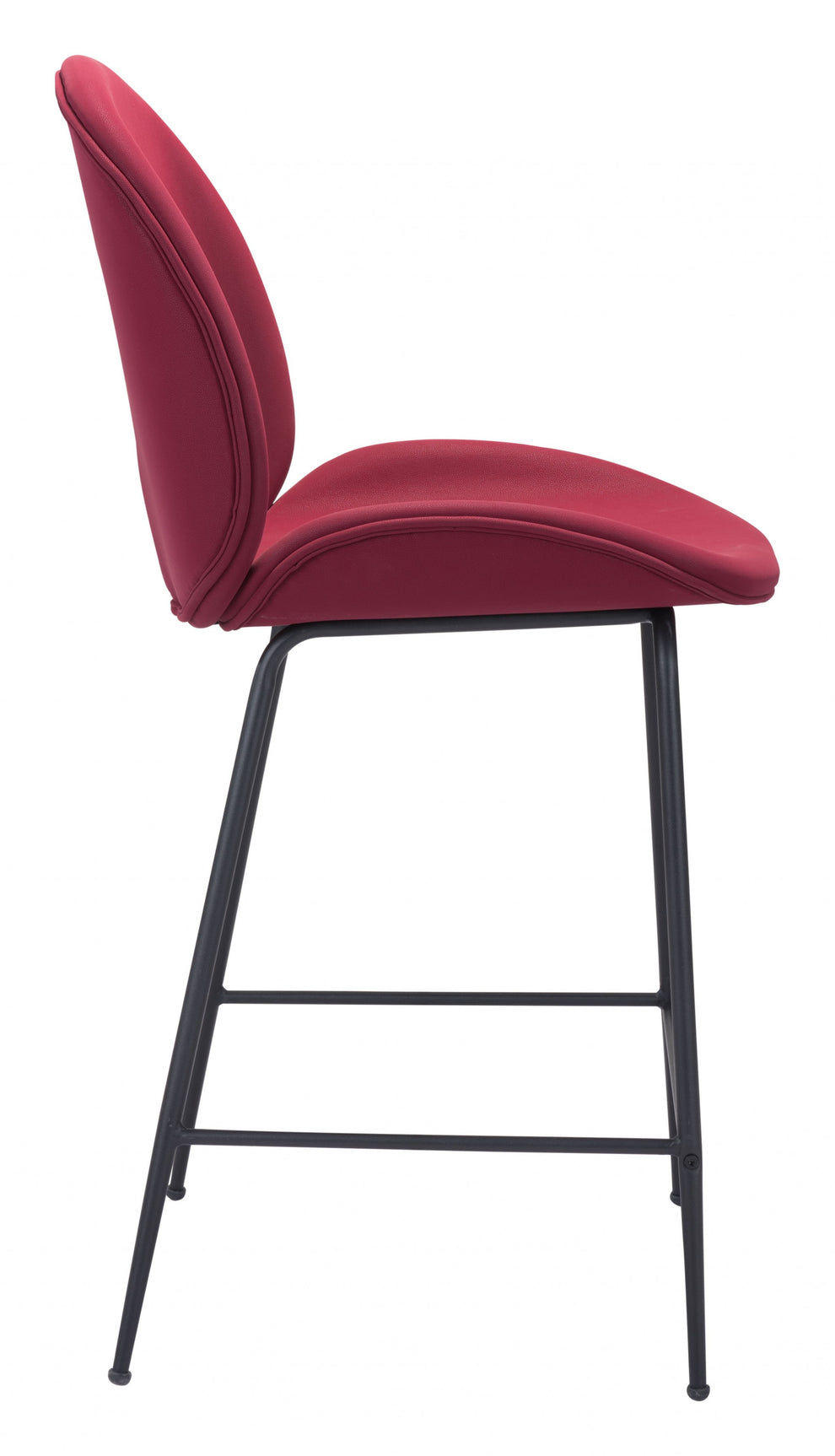 42" Red And Black Steel Low Back Counter Height Bar Chair With Footrest By Homeroots | Bar Stools | Modishstore - 2