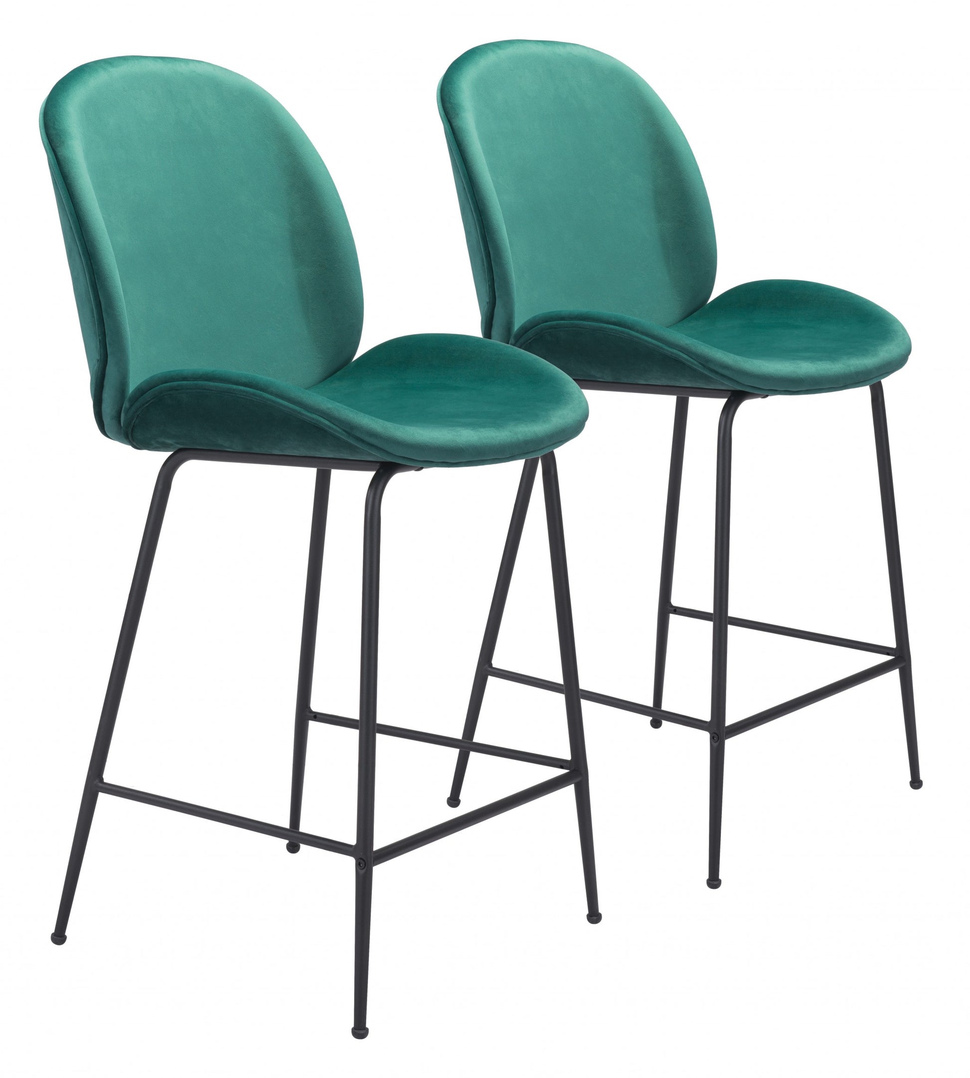 42" Green And Black Steel Low Back Counter Height Bar Chair With Footrest By Homeroots | Bar Stools | Modishstore - 5