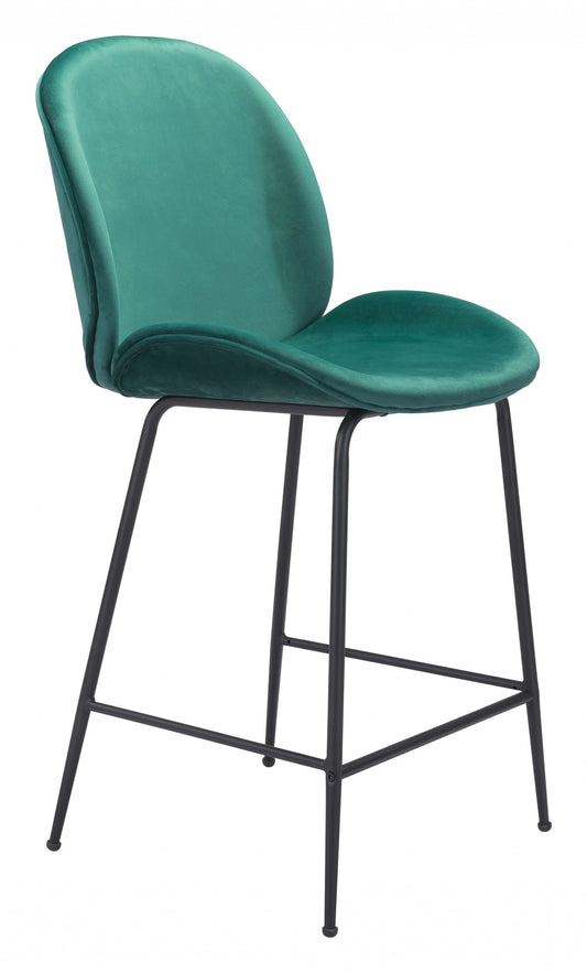 42" Green And Black Steel Low Back Counter Height Bar Chair With Footrest By Homeroots | Bar Stools | Modishstore