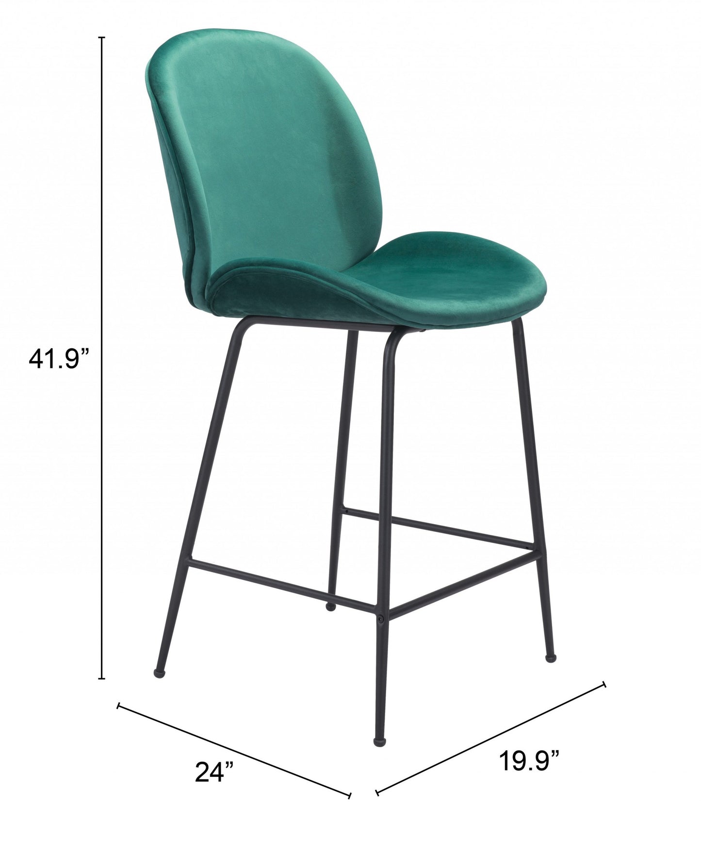 42" Green And Black Steel Low Back Counter Height Bar Chair With Footrest By Homeroots | Bar Stools | Modishstore - 8