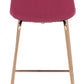 39" Red Velvet And Gold Low Back Counter Height Bar Chair With Footrest By Homeroots | Bar Stools | Modishstore - 5