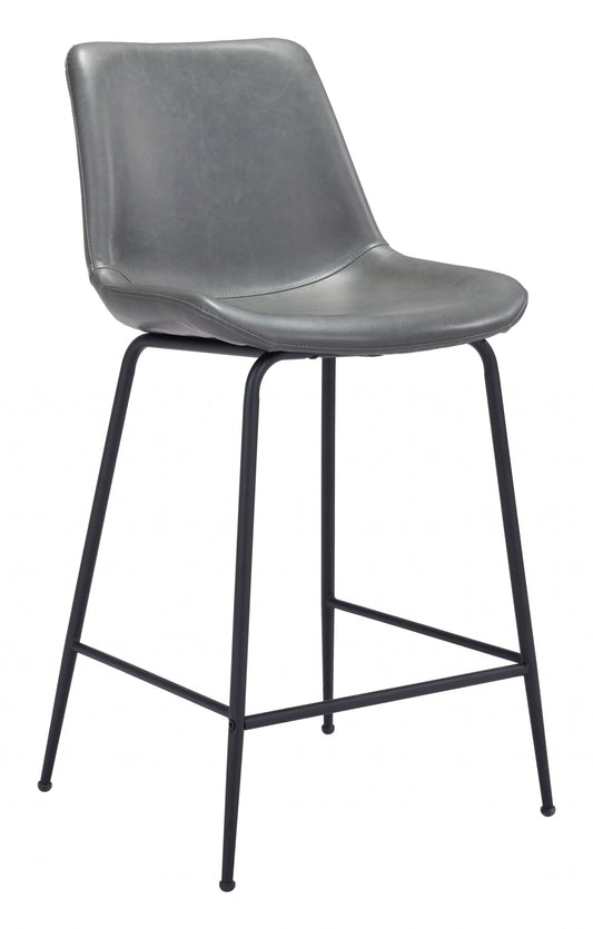39" Gray And Black Steel Low Back Counter Height Bar Chair With Footrest By Homeroots