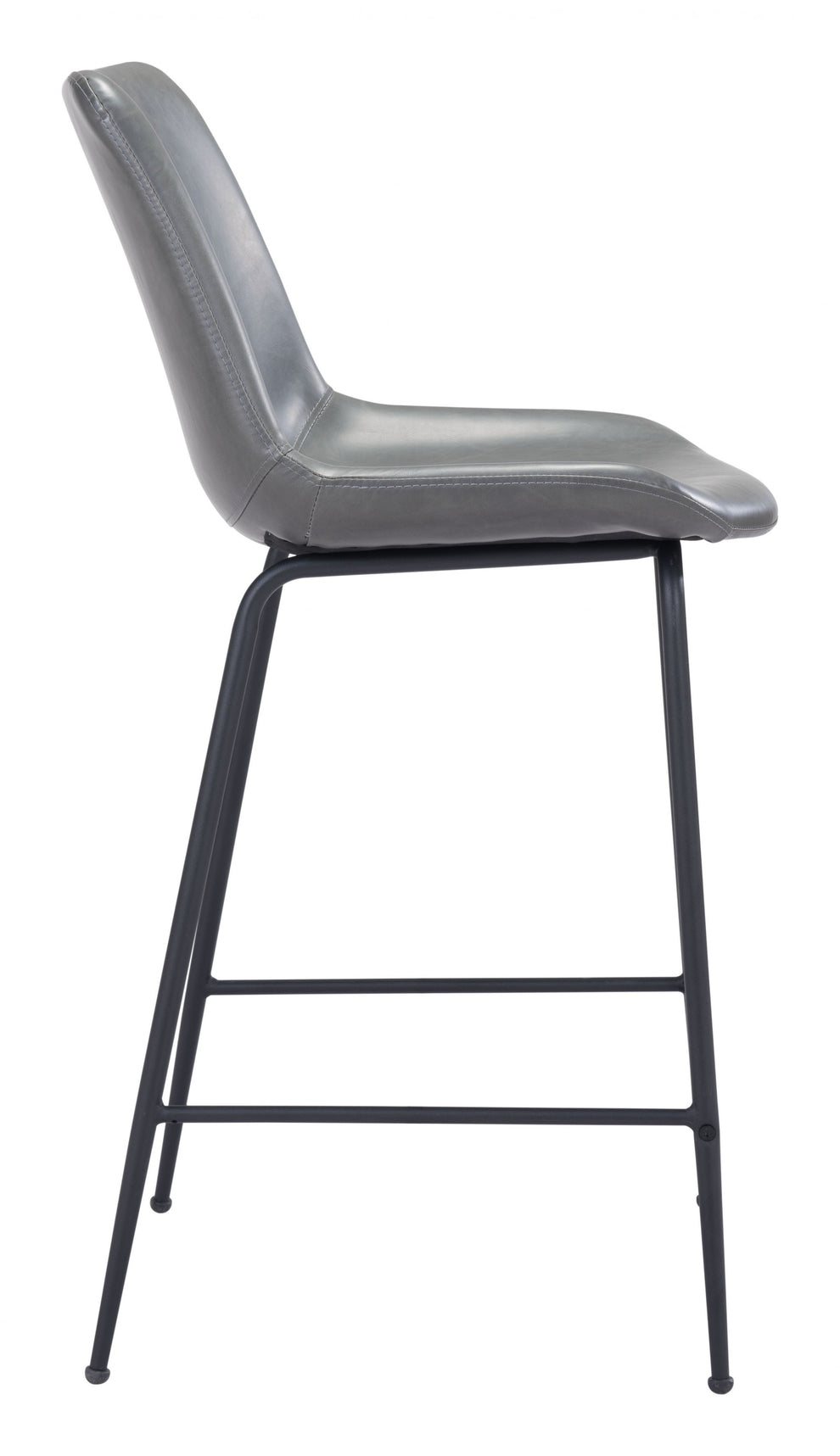 39" Gray And Black Steel Low Back Counter Height Bar Chair With Footrest By Homeroots | Bar Stools | Modishstore - 2