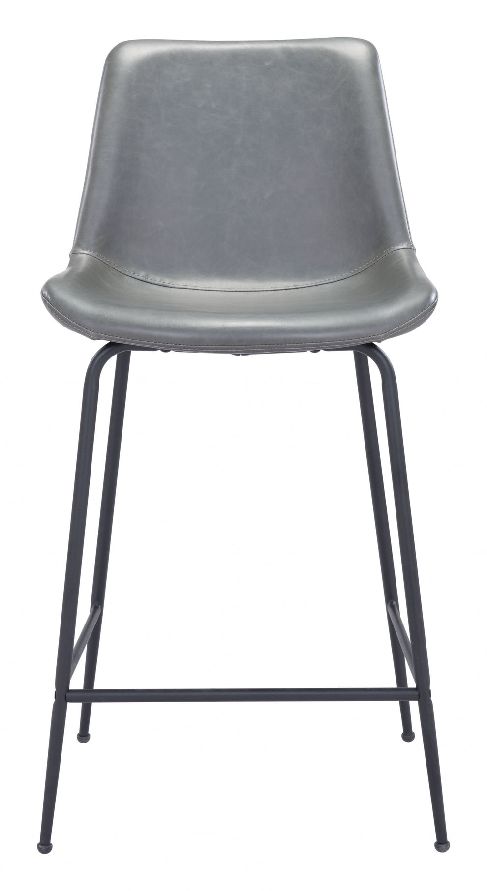 39" Gray And Black Steel Low Back Counter Height Bar Chair With Footrest By Homeroots | Bar Stools | Modishstore - 3