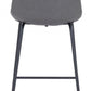 39" Gray And Black Steel Low Back Counter Height Bar Chair With Footrest By Homeroots