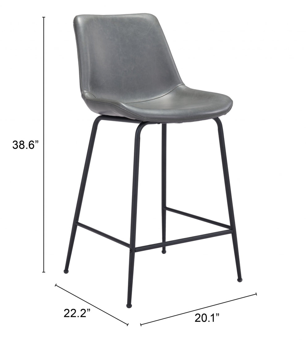 39" Gray And Black Steel Low Back Counter Height Bar Chair With Footrest By Homeroots | Bar Stools | Modishstore - 7