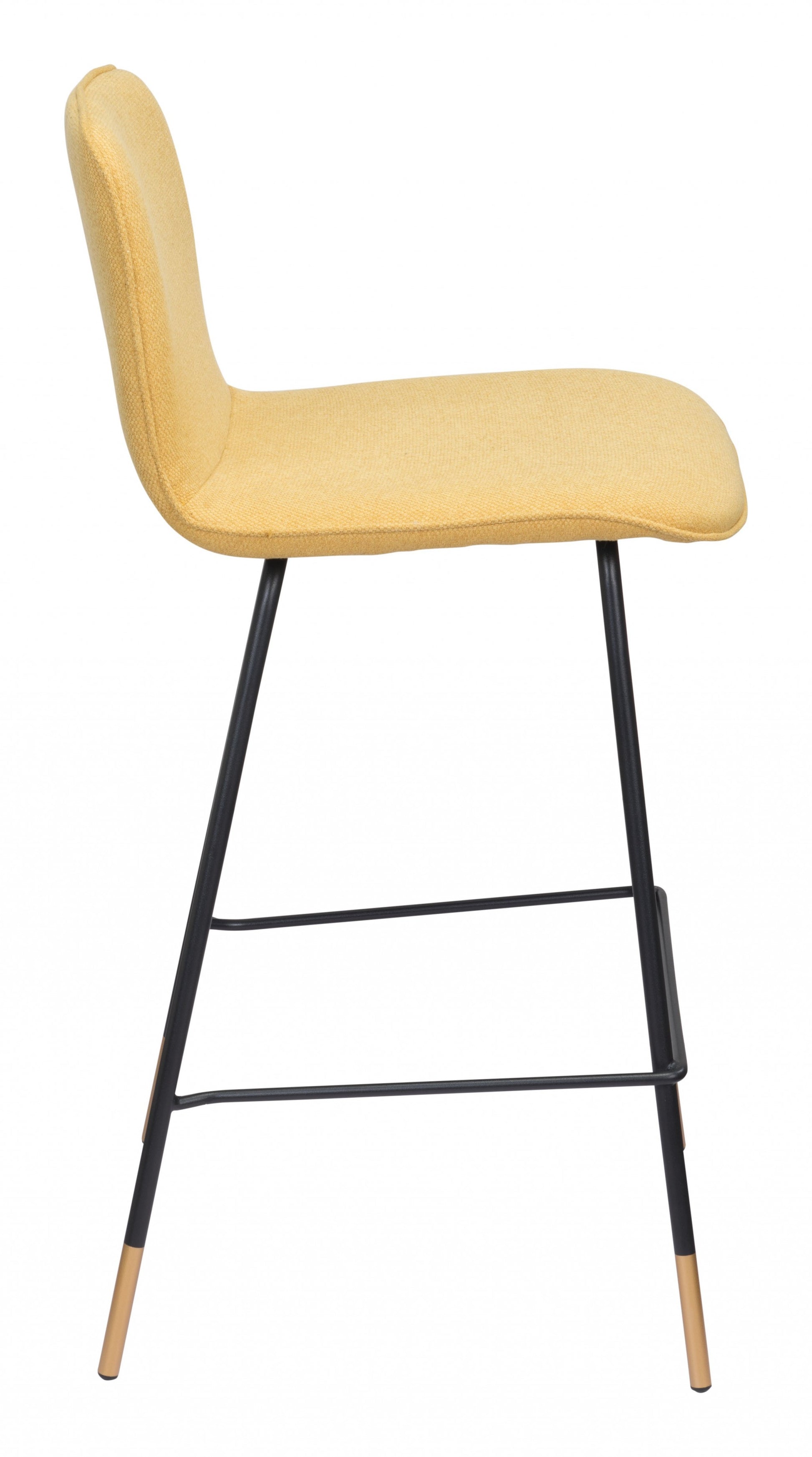 37" Yellow Upholstery and Black Steel Counter Height Bar Chair With Footrest By Homeroots | Bar Stools | Modishstore - 3