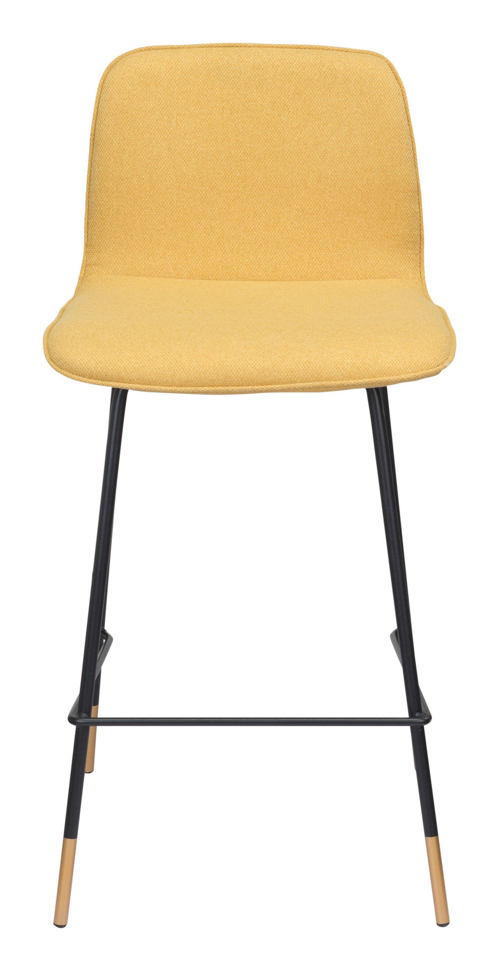 37" Yellow Upholstery and Black Steel Counter Height Bar Chair With Footrest By Homeroots | Bar Stools | Modishstore - 4