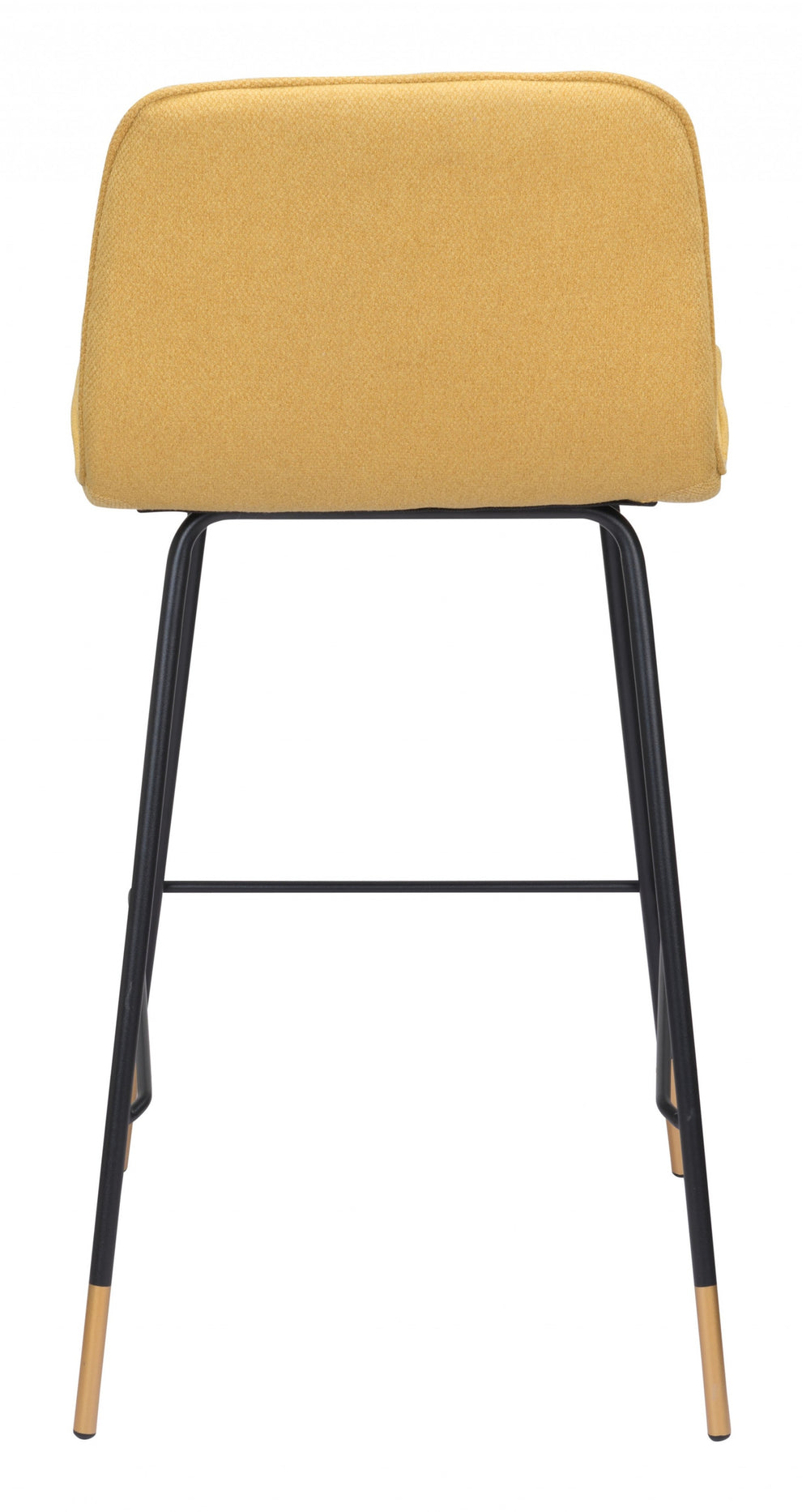 37" Yellow Upholstery and Black Steel Counter Height Bar Chair With Footrest By Homeroots | Bar Stools | Modishstore - 5