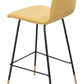 37" Yellow Upholstery and Black Steel Counter Height Bar Chair With Footrest By Homeroots