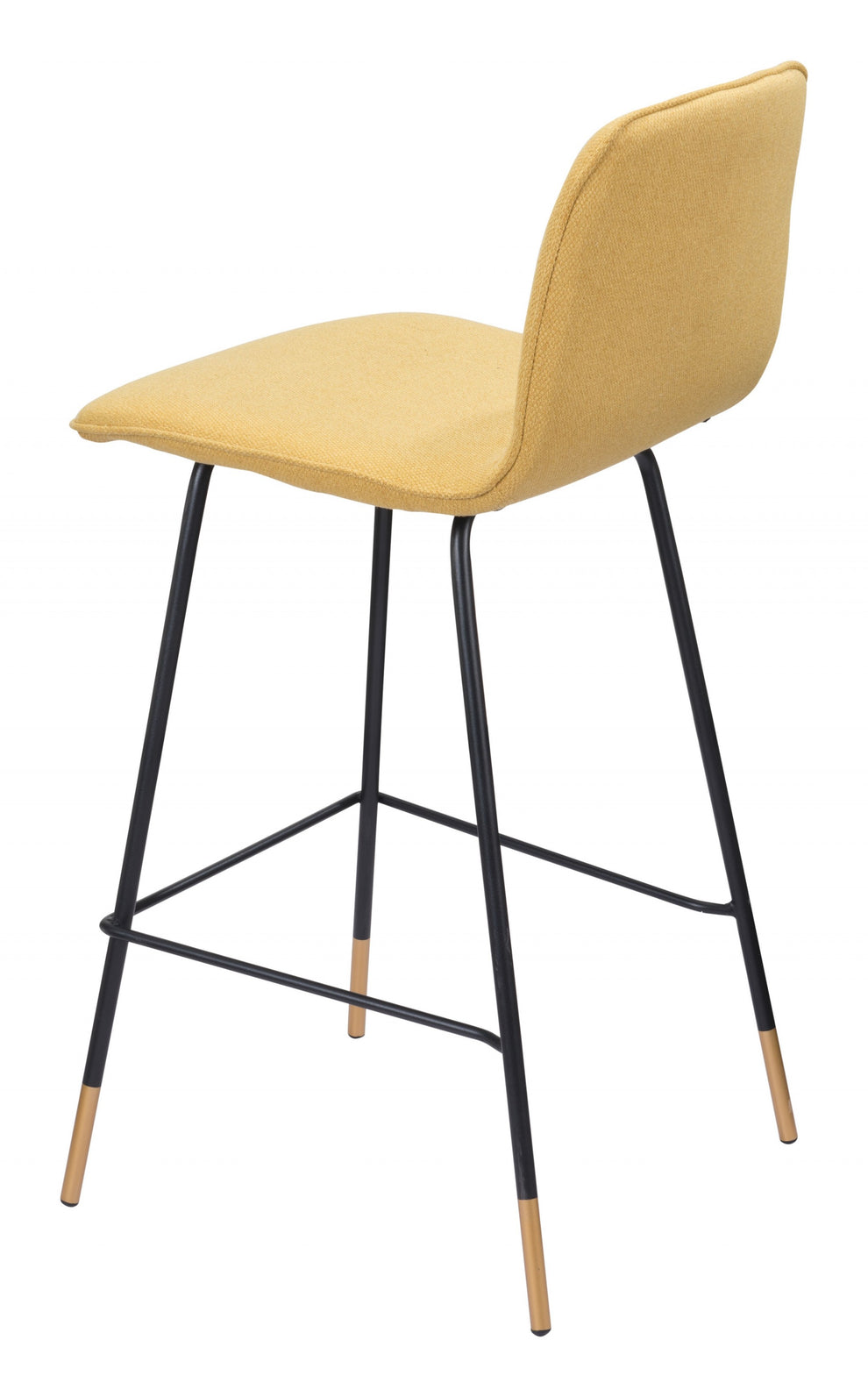 37" Yellow Upholstery and Black Steel Counter Height Bar Chair With Footrest By Homeroots | Bar Stools | Modishstore - 6