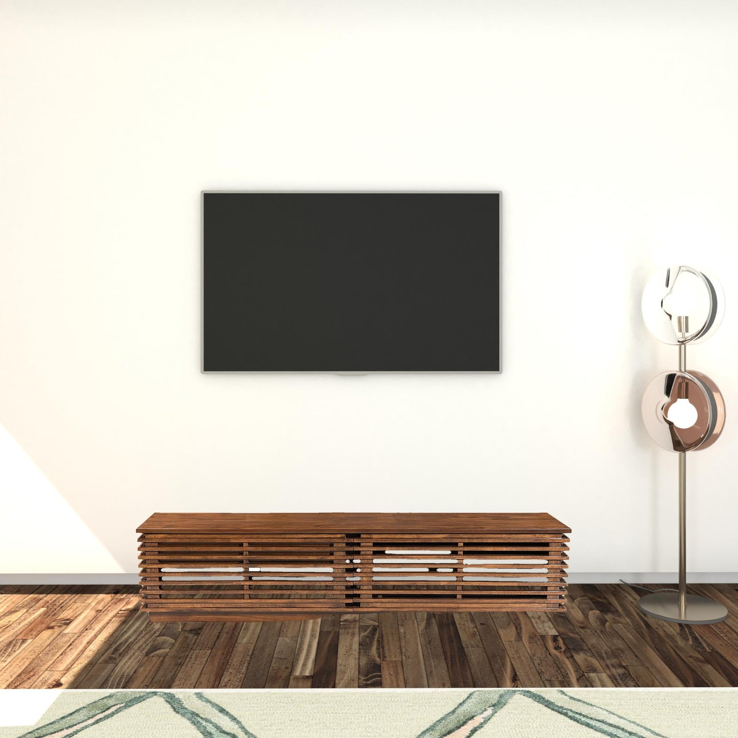 71" Walnut Modern Retro Grooves TV Media Center By Homeroots | TV Stands | Modishstore - 7