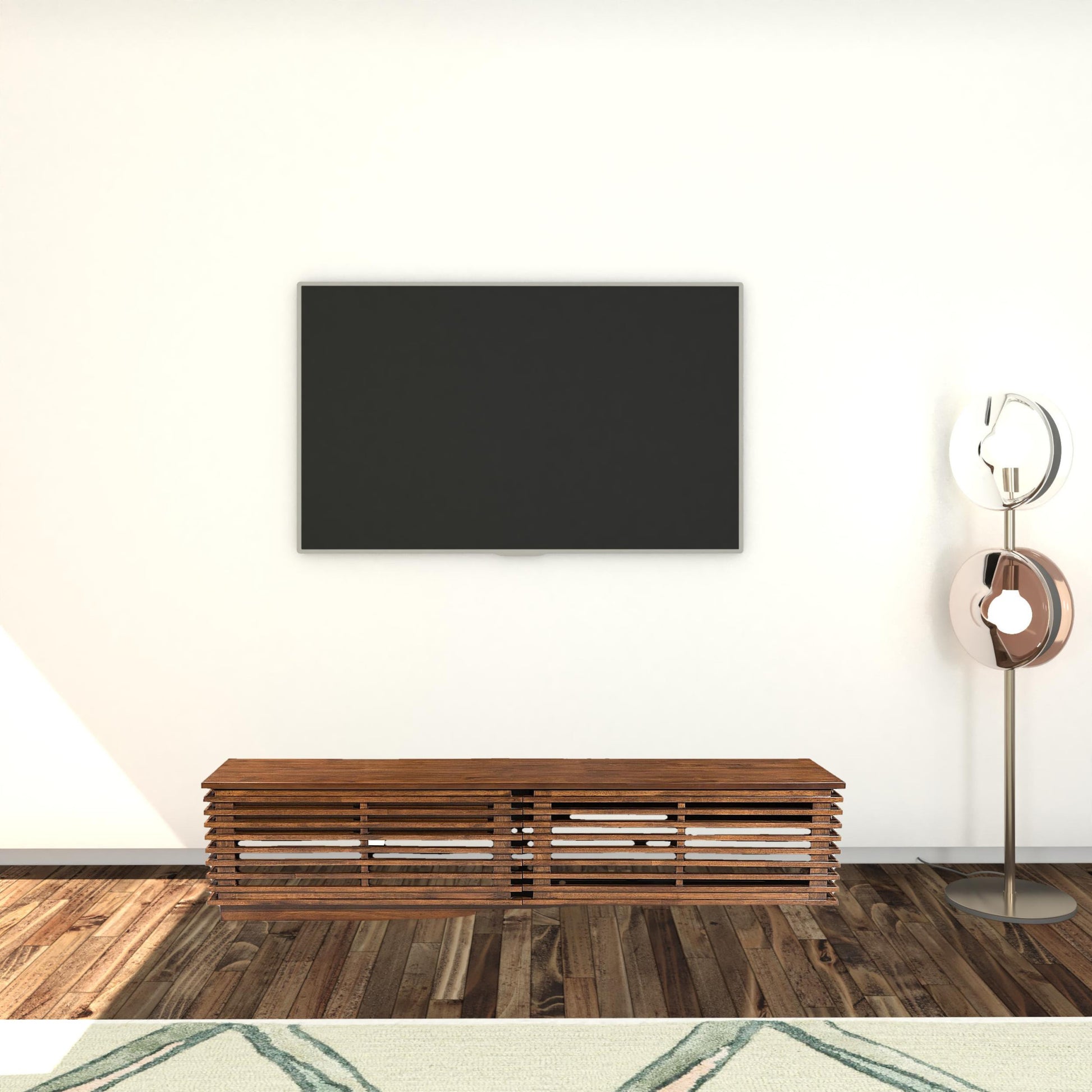 71" Walnut Modern Retro Grooves TV Media Center By Homeroots | TV Stands | Modishstore - 6