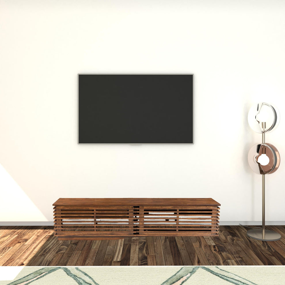 71" Walnut Modern Retro Grooves TV Media Center By Homeroots | TV Stands | Modishstore - 6