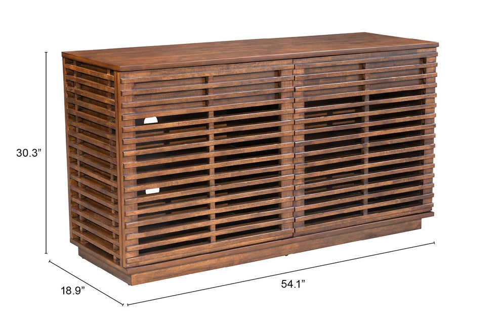 54" Walnut Modern Retro Grooves TV Media Center By Homeroots | TV Stands | Modishstore - 9