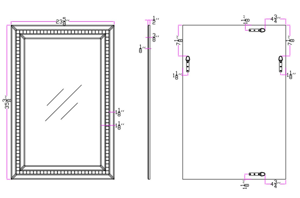 Silver Tiled Border Wall Mirror By Homeroots | Mirrors | Modishstore - 3