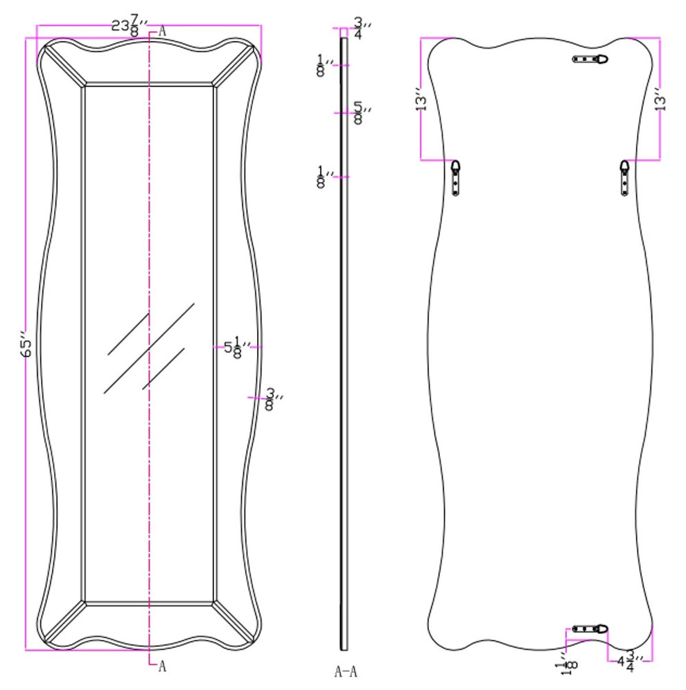 Wavy Full Length Mirror By Homeroots | Mirrors | Modishstore - 3