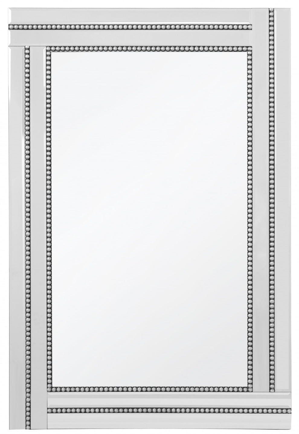 Silver Beaded Frame Mirror By Homeroots | Mirrors | Modishstore - 2