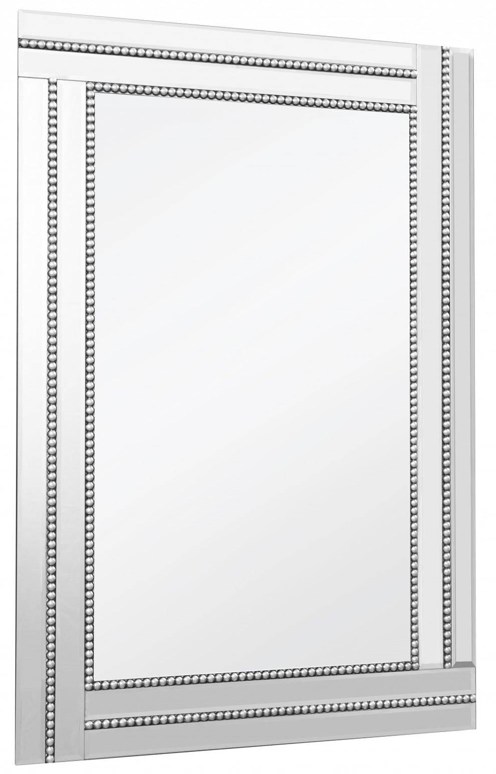 Silver Beaded Frame Mirror By Homeroots | Mirrors | Modishstore - 4