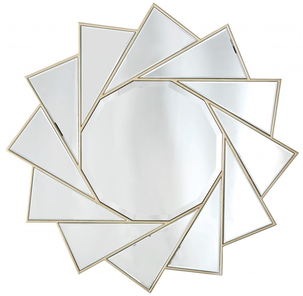 Gold Trimmed Pinwheel Wall Mirror By Homeroots | Mirrors | Modishstore
