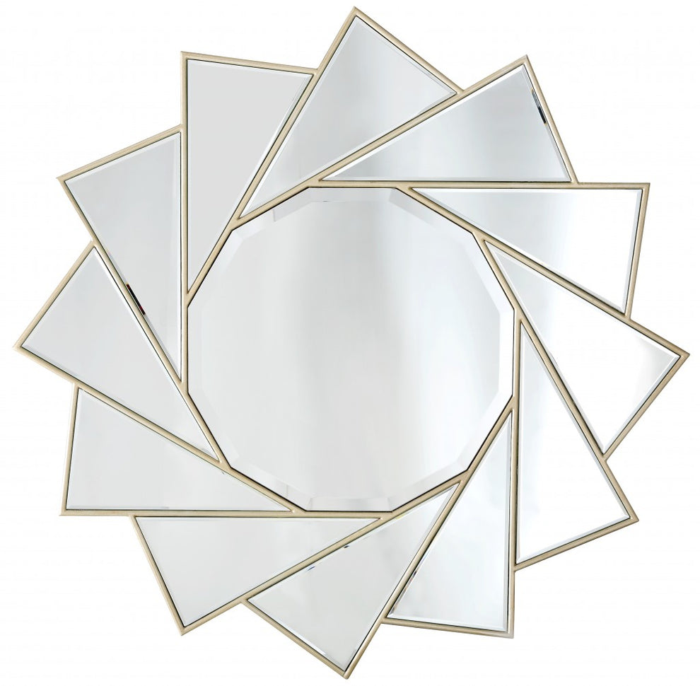 Gold Trimmed Pinwheel Wall Mirror By Homeroots | Mirrors | Modishstore - 2