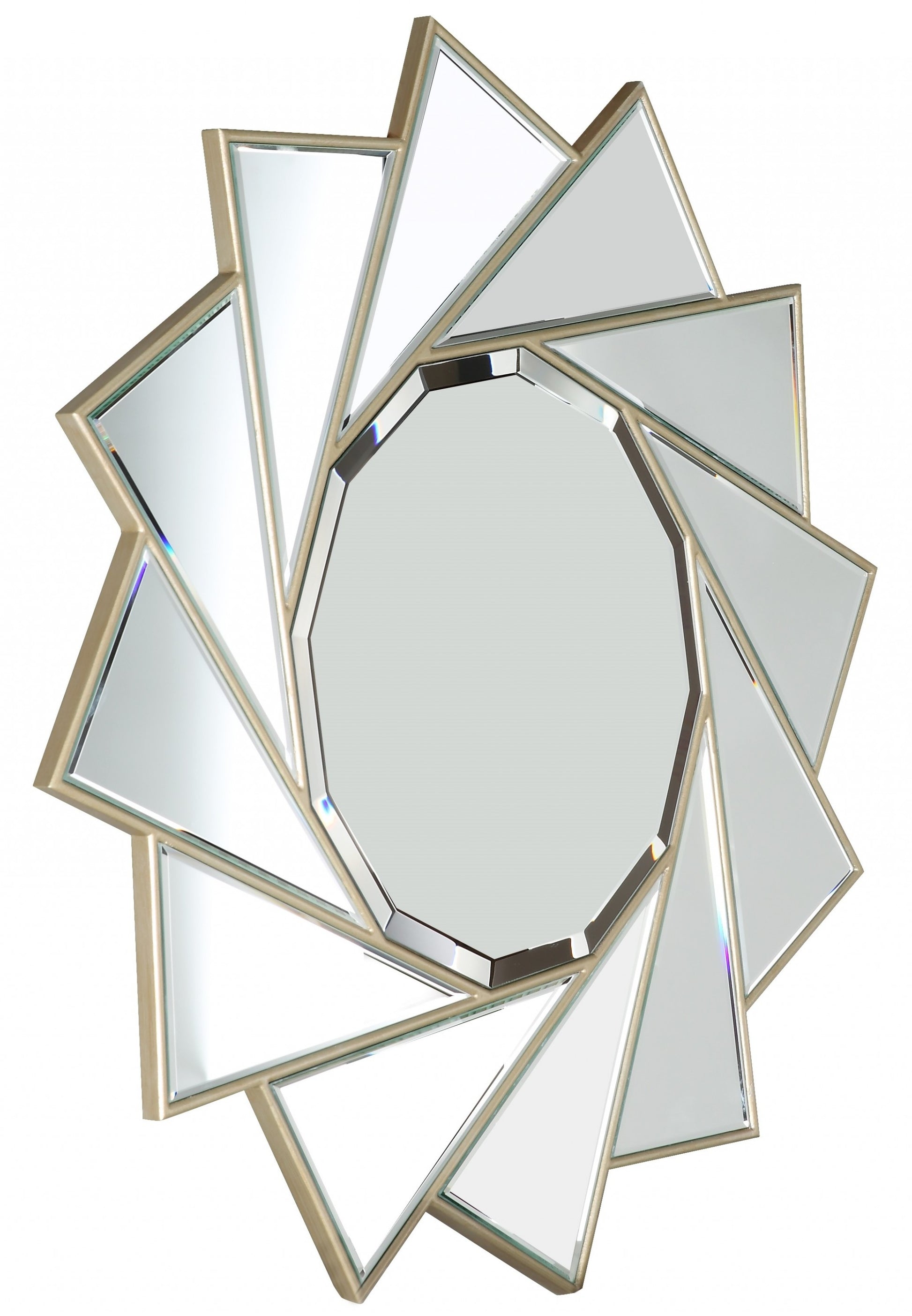 Gold Trimmed Pinwheel Wall Mirror By Homeroots | Mirrors | Modishstore - 4