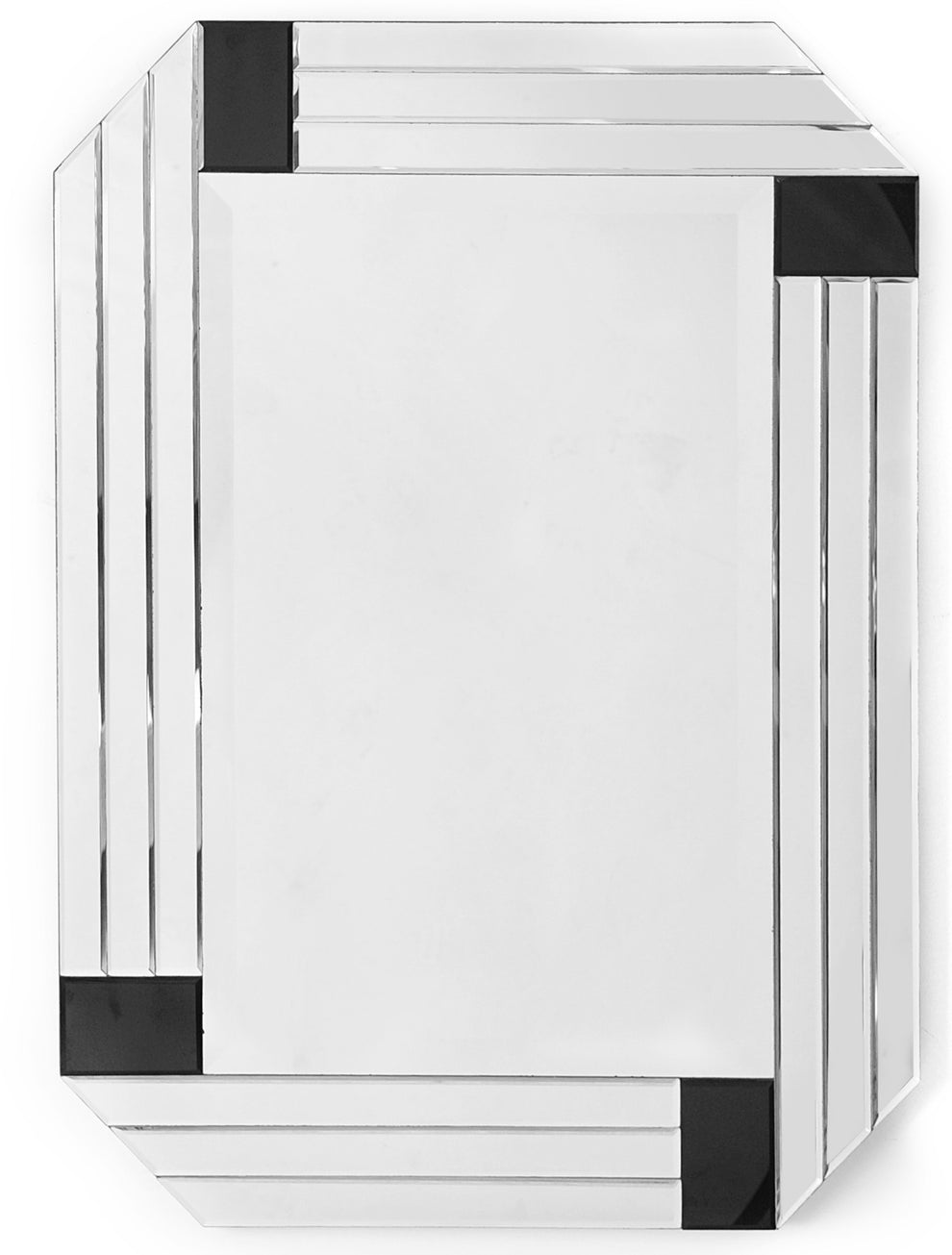 Silver Round Mirror with Black Corners By Homeroots | Mirrors | Modishstore - 2