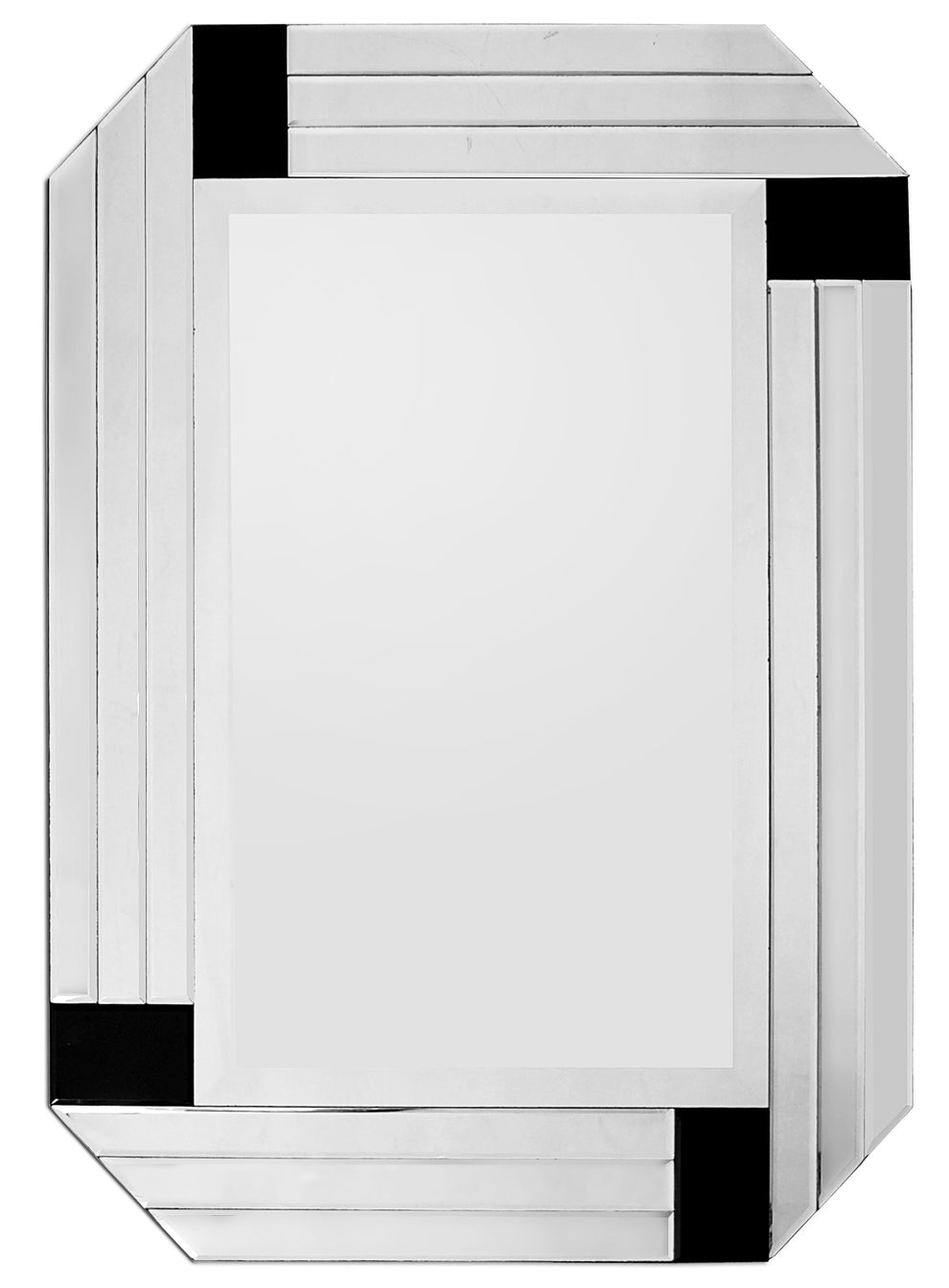 Silver Round Mirror with Black Corners By Homeroots | Mirrors | Modishstore - 3
