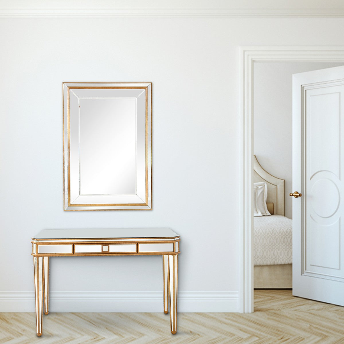 Antiqued Gold Finish Mirror and Console Table By Homeroots - 396811 | Console Tables | Modishstore
