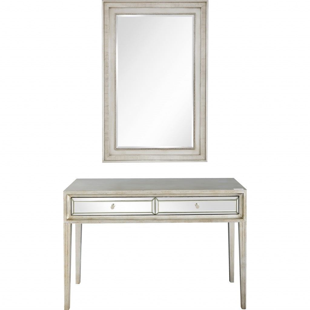 Antiqued Silver Finish Mirror and Console Table By Homeroots | Console Tables | Modishstore